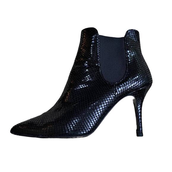 High Heel Ankle Boots EU 38 / US 7.5M Black Textured Leather by Tsaloros Mallos - Picture 2 of 11